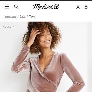 Madewell Ballet Velvet Emerald Green Wrap Tie Top